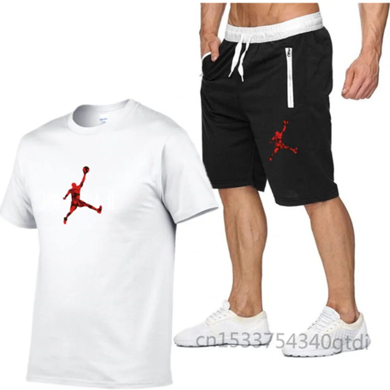 

2021 popular new cotton men's T-shirt + Sports Shorts Set jordan-23 summer high quality cotton T-shirt sports running set