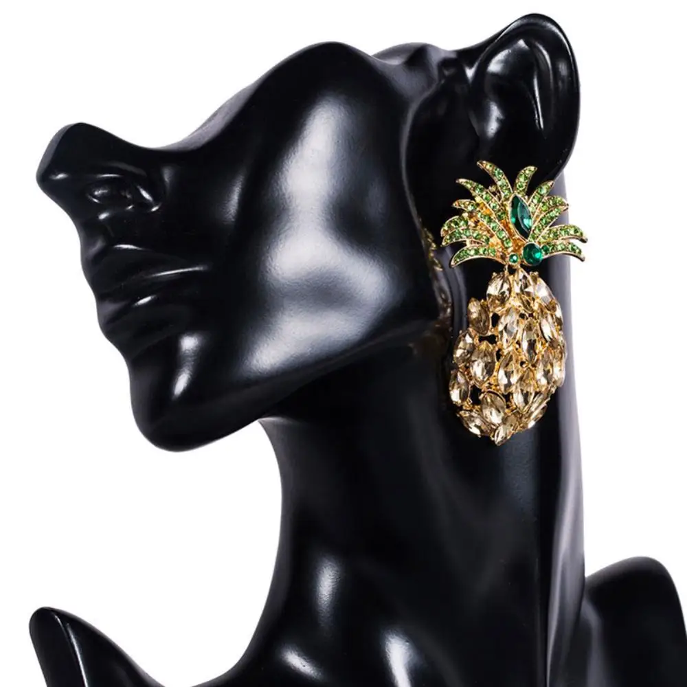 2 шт серьги женские ананасовые акриловые хрустальные серьги-гвоздики цветные со