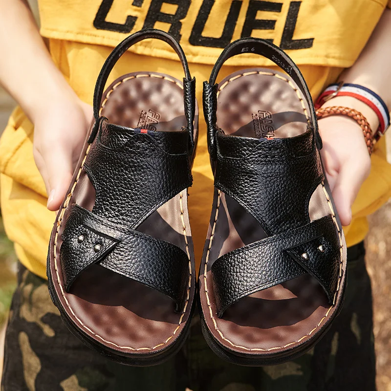 

walking men handmade sandalias in summer mens beach hombre leather genuine cuero couro masculina on sandales em shoes male mens
