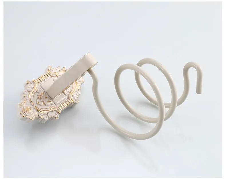 Европейский стиль белый ванная комната Фен держатель твердая латунь Золотая