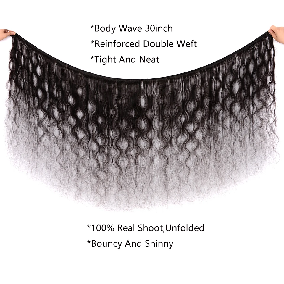 

8-28inch 30 32 36inch Body Wave 3 Bundles With Closure Indian Hair Bundles With Closure 4X4 Lace Closure Remy Human Hair