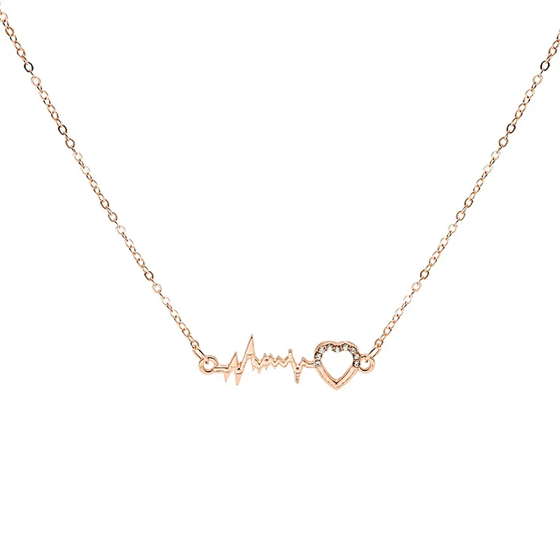 

Fashion New Love Heart Necklace Rhinestone Heart-shaped Pendant Chain Necklace Jewelry Holiday Gift For Women Girls