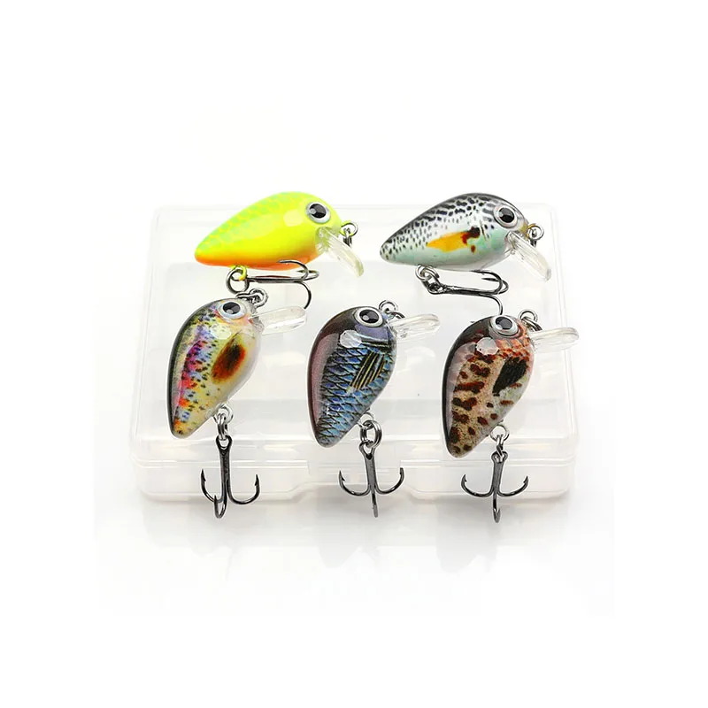 

Toio 5pcs 1.5g 3cm Mini Wobblers/Crankbait Fishing Lure Artificial Bait Hard Floating Wobbler for Fish Bass Fishing Tackle