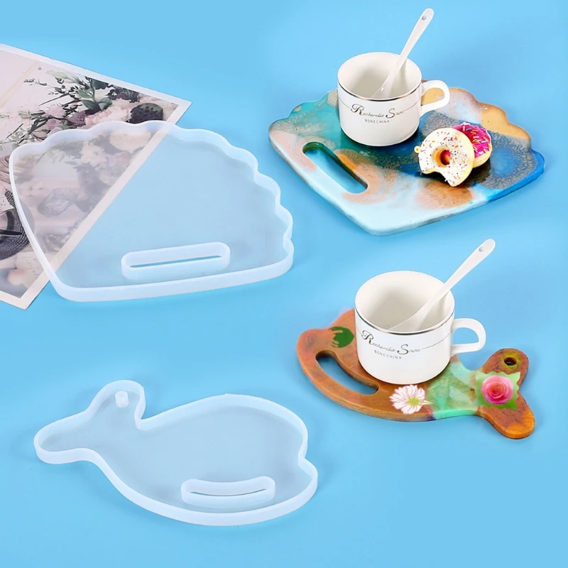 

Crystal Epoxy Resin Mold Tray Fan Coaster Desk Ornaments Casting Silicone Mould