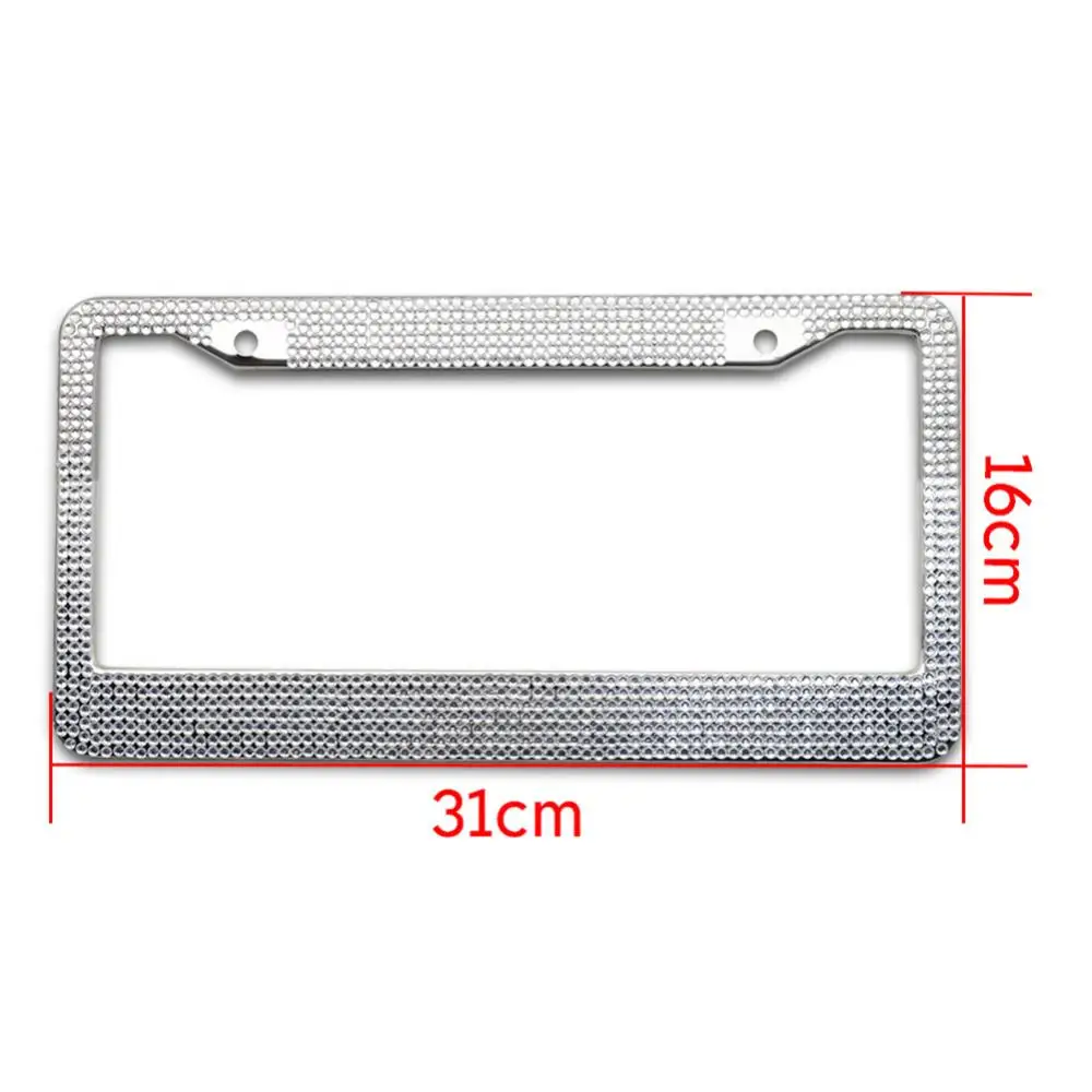 

70% hot sales1 Pcs Black Aluminum Alloy Glittering Car Auto Vehicles License Plate Frame Tag Cover With Screw Caps Car Styling