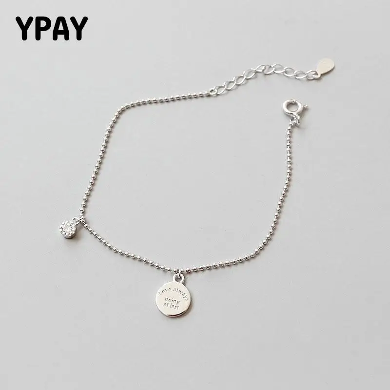 

YPAY 925 Sterling Silver Beads Bracelets Women Trending Round "love always being at last" Bracelets & Bangles Jewelry YMB020