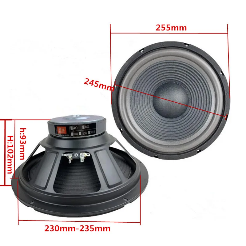 Фото I KEY BUY 10-дюймовая стальная рама, бумажная конусная пена, PA HiFi музыкальный плеер, динамик Hi-End 600 Вт 4 Ом 8 Ом, диаметр 255 мм №5