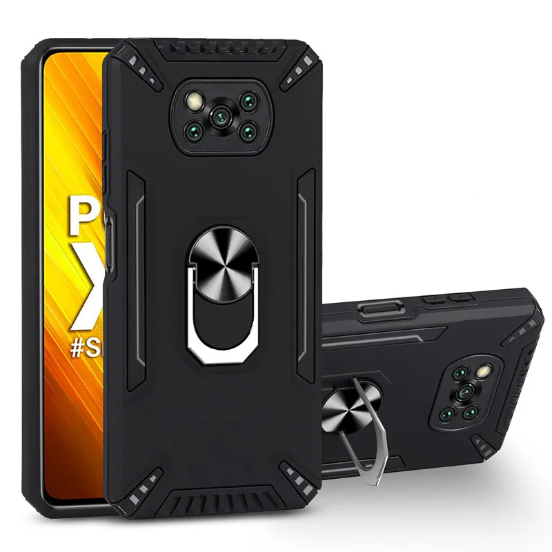 

For Xiaomi Pocophone Poco X3 NFC Case Shockproof Armor Magnetic Car Holder Ring Phone Cases for Poco X3 Pro Back Cover