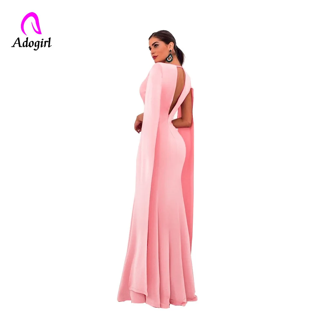 Женское длинное платье Русалка Adogirl розовое банкетное вечернее с открытой спиной