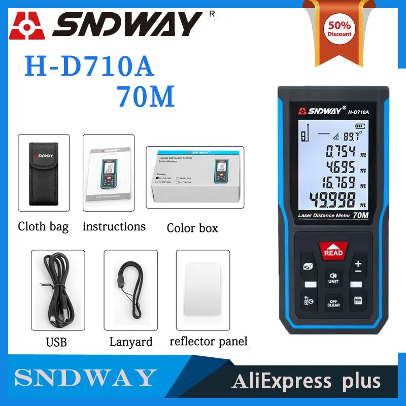 

SNDWAY Laser Distance Meter Digital Rangefinder 120m 100m 70m 50m Laser Distance Measurer Electronic Level Ruler Range Finder