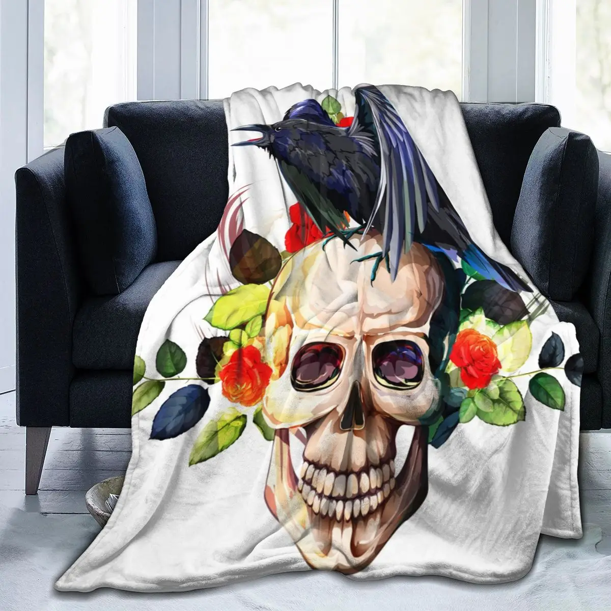 

Scary Skull Design Soft Blankets For Bed Couch Sofa All Season Warm Flower Fleece Blanket Throw Dropship Wholesale Fuzzy Throws