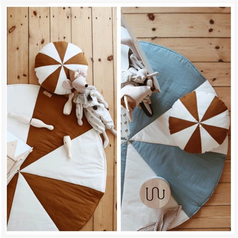 

Nordic Newborn Baby Soft Cotton Creeping Mat Crawling Pad Play Game Rugs Round Windmill Floor Carpet for Children