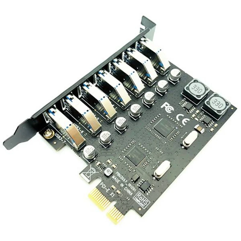 

USB 3.0 Pci-E Expansion Card Adapter 7-Port Hub Adapter Pci-E Expander Pci Express Card for Desktop Computers (2-Pack)