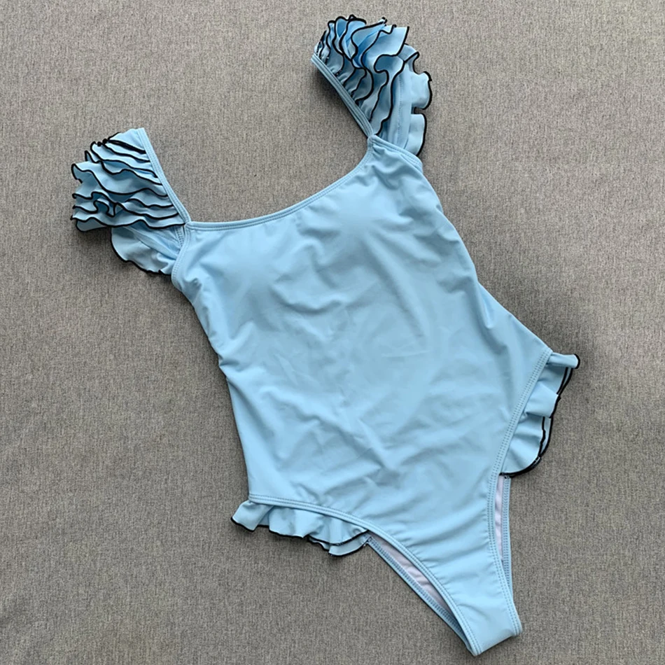 Женский купальник с оборками однотонное бикини пуш ап черный розовый слитный