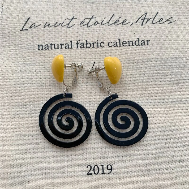 Винтажные большие акриловые геометрические круглые серьги для женщин, новые полимерные серьги в горошек, модные длинные стильные, 1 пара - Окраска металла: Ear clip