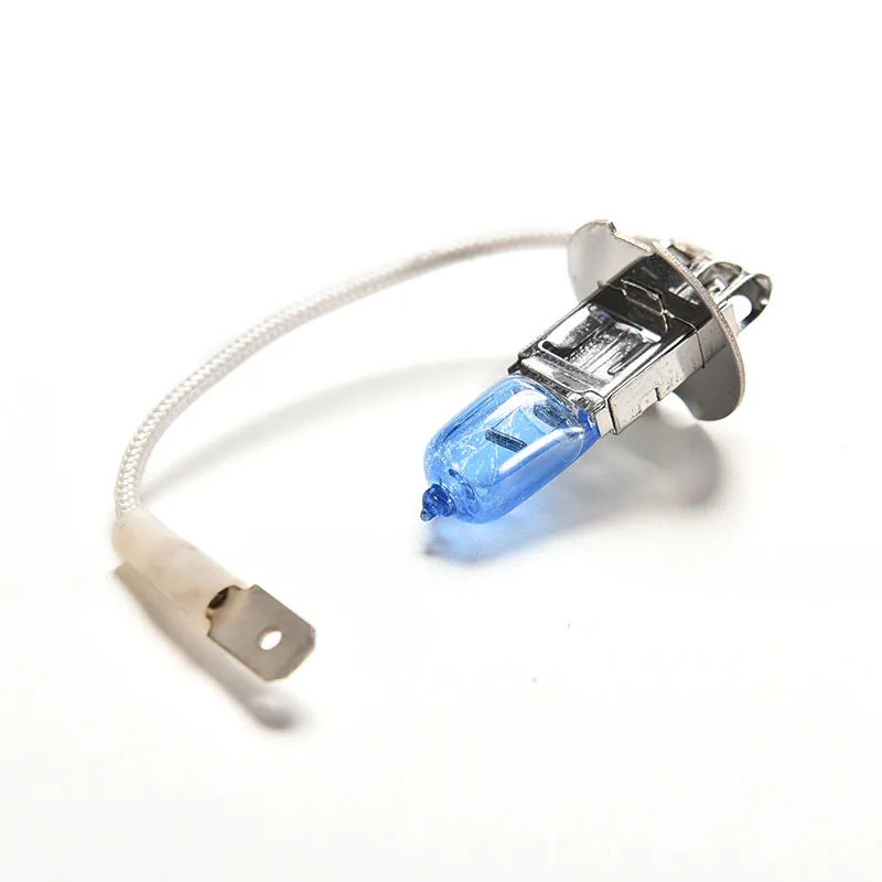 

New 2PCS Super Bright White Light Lamp Halogen Bulb Headlight 12V 55W With Cables Adapter Connector