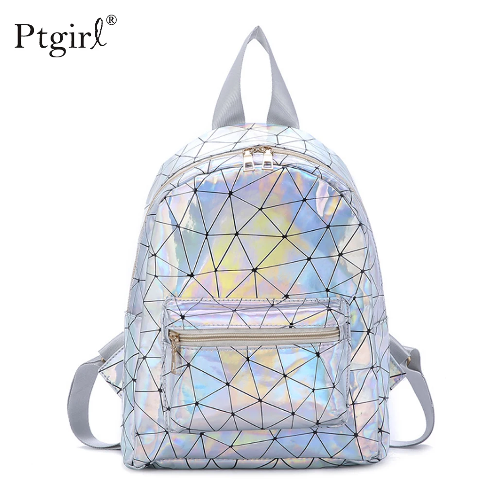 

Маленький женский рюкзак 2019, новый женский Голографический лазерный рюкзак, Женский школьный рюкзак Ptgirl, Модный женский мини дорожный школ...