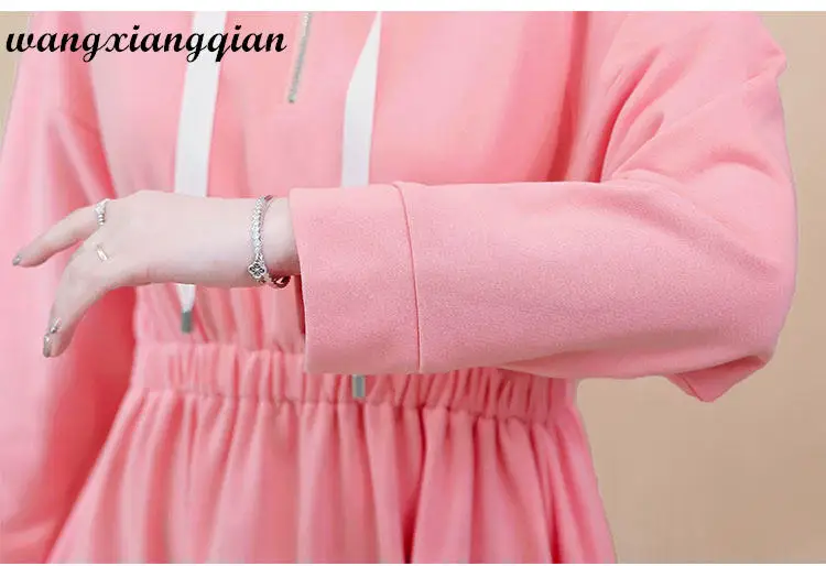 

Women's Extra Large Sweater Dress Spring Autumn Hooded Dress Commuting Long Loose Pullover Elastic Waist Female Vestidos Z38