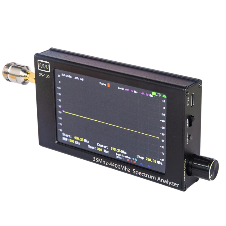 New 4.3 inch LCD Display 35MHz-4400MHz STM32 Handheld Spectrum Analyzer ADF4351 Signal Source VFO Generator |