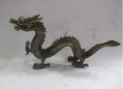 Изысканная китайская медная антикварная Статуя Дракона ручной работы|Статуи и