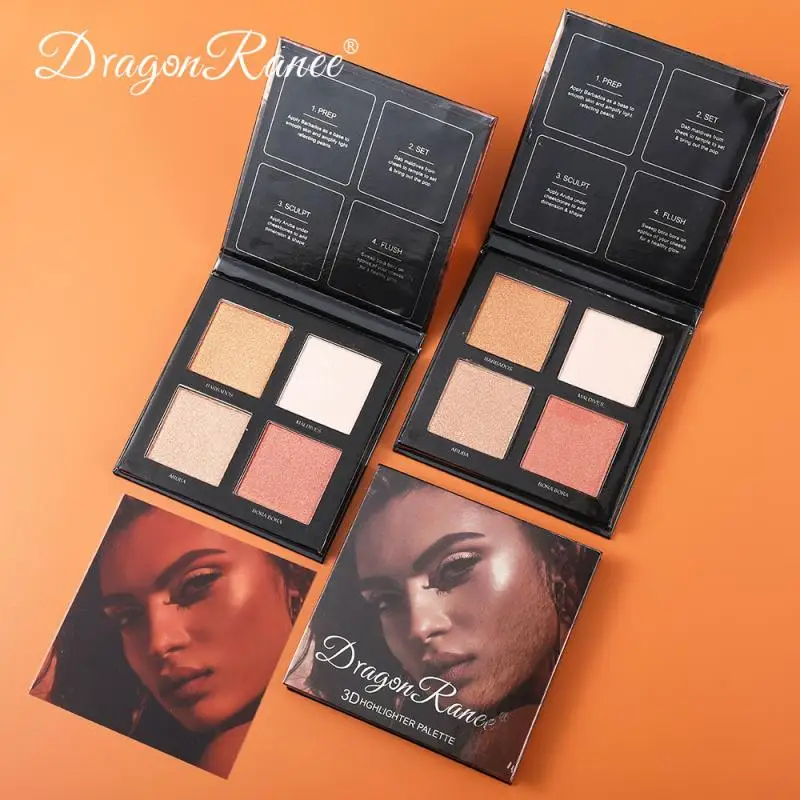 4 цвета яркие румяна блестящая жемчужная пудра тени для век профессиональная