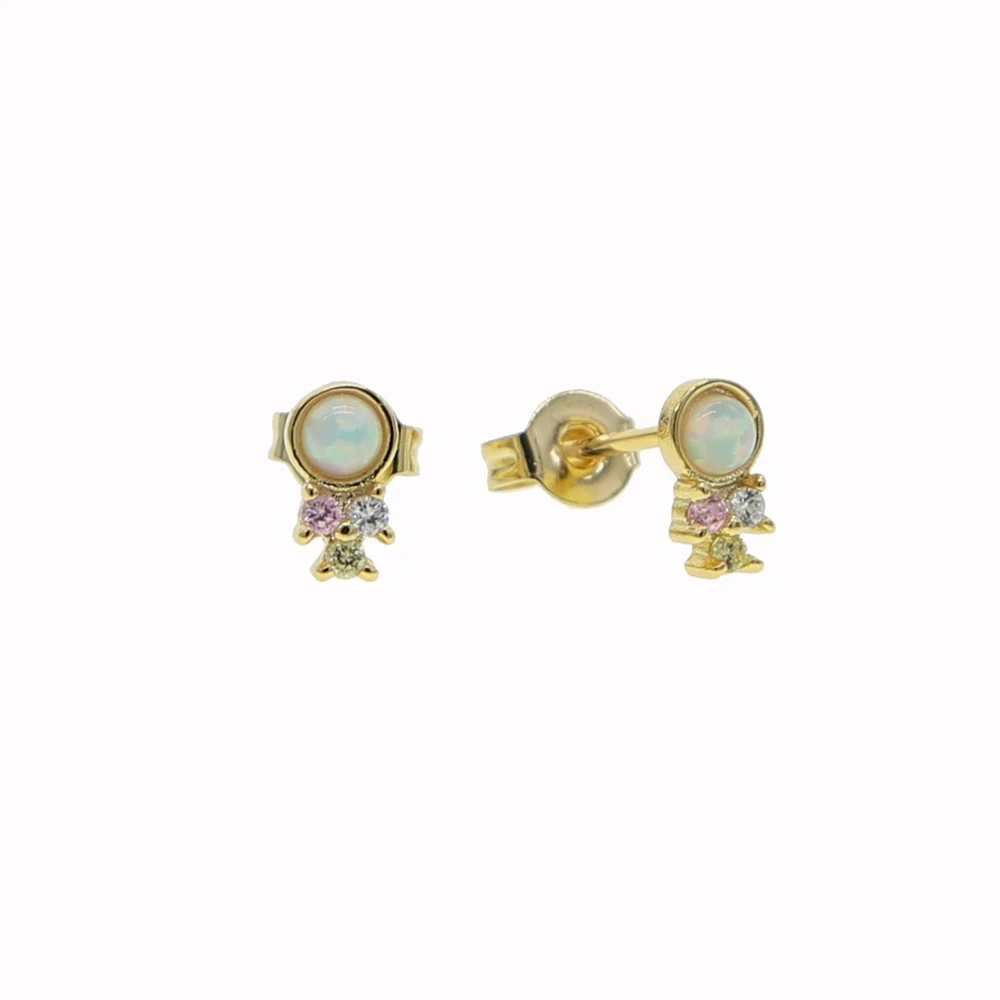 Серьги-гвоздики золотого цвета с фианитами миниатюрные милые нежные маленькие