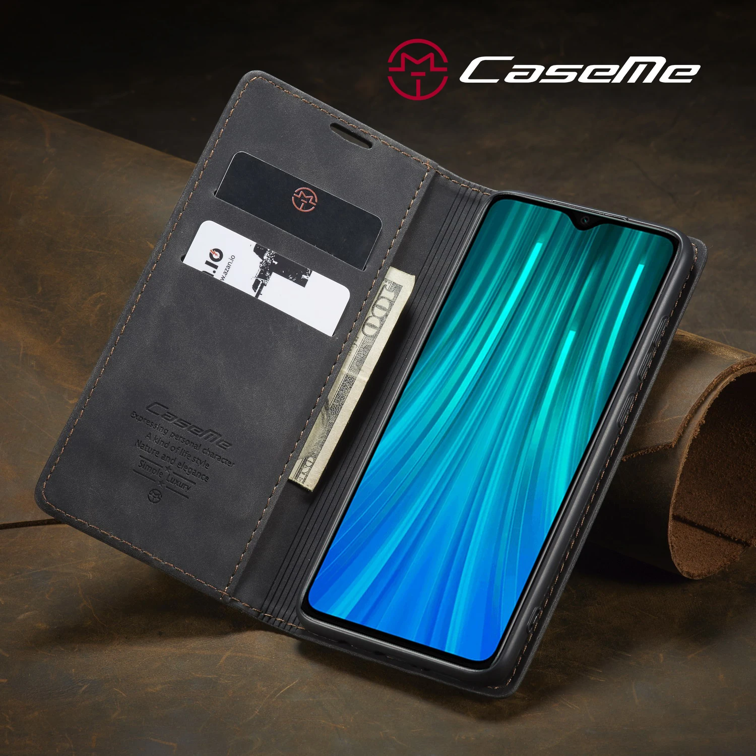 Кожаный чехол для XiaoMi RedMi Note 8 Pro CaseMe Ретро кошелек роскошный магнитный держатель