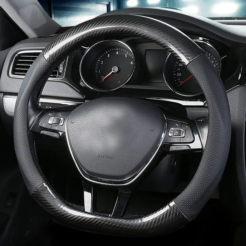 Новинка чехол на руль из углеродного волокна кожаный мягкий дышащий для