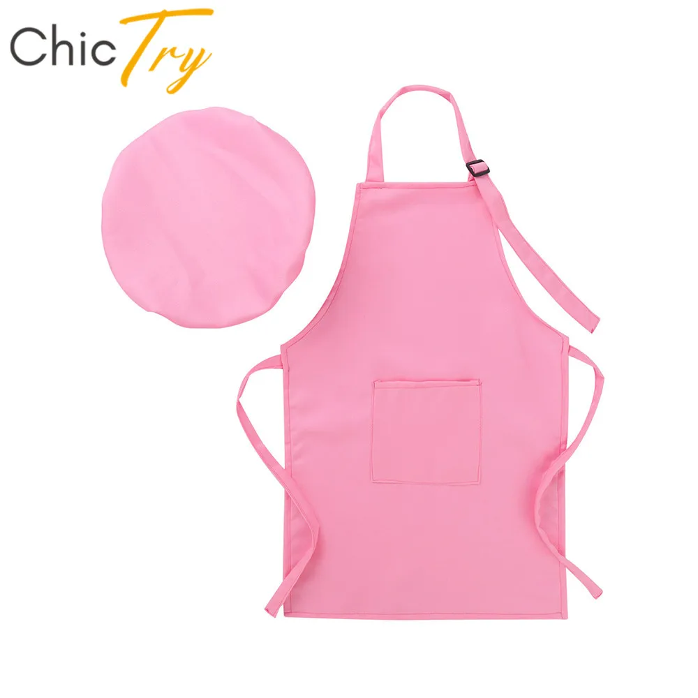 

ChicTry Детский унисекс Регулируемый фартук и шапка шеф-повара набор для выпечки живопись обучение кухни униформа для приготовления мальчиков...