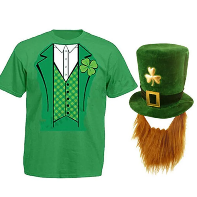 

Irish Green Hat Festival Stage Performance Costume Patricks Day Stall Short Sleeve