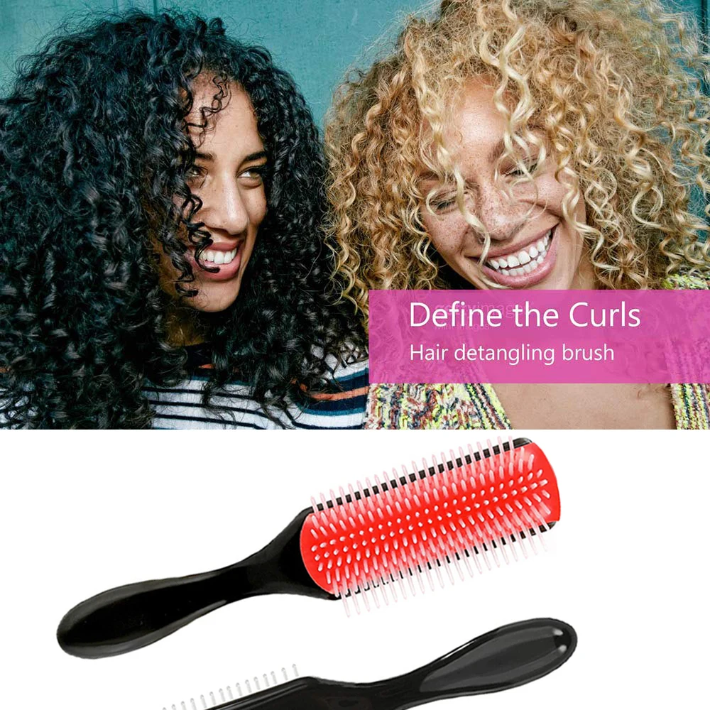 Щетка для запутанных волос Boucles Femme 9 строк вьющихся кисти Denman облегчающая