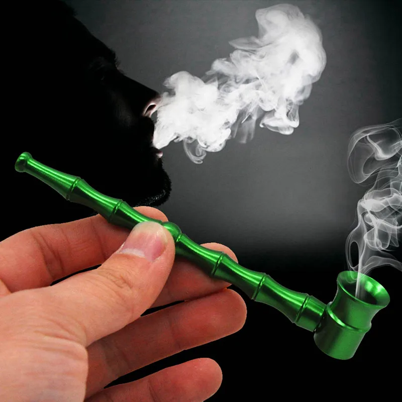 

Metal Pipes 128MM Small Bamboo Tobacco Stems Smoke Portable Creative Smoking Pipe Herb Tobacco Pipes Gifts Grinder Smoke