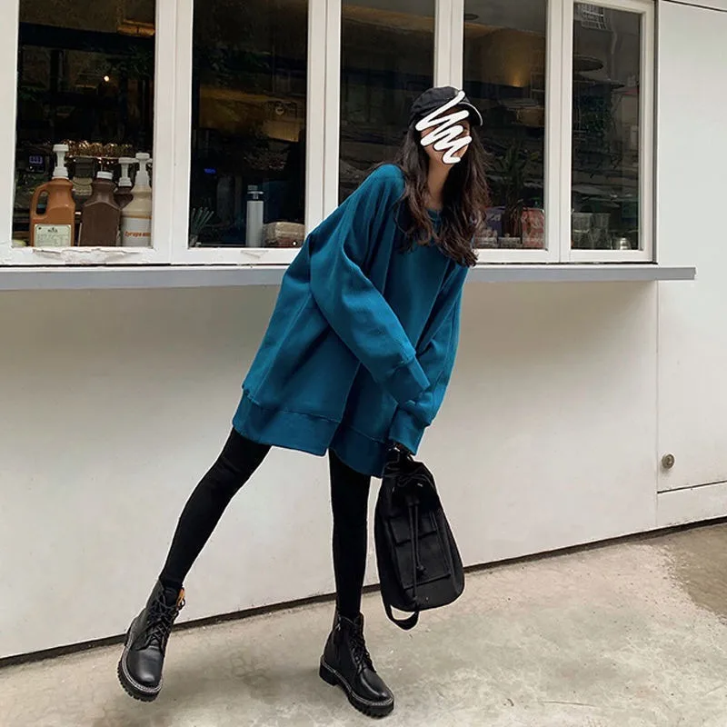 

Women Hoodies Candy Color Sweet Long Sleeve Oversized Sweatshirts Solid Korean Casual Plus Size Thickening Warm Female Tops New