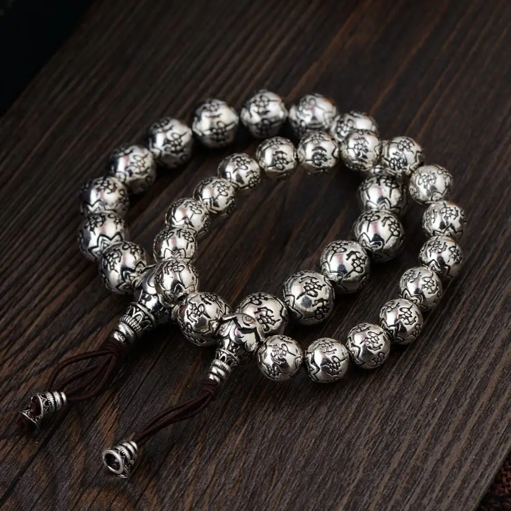 Браслет из серебра 2019 пробы с бусинами Будды для мужчин и женщин|Плетеные