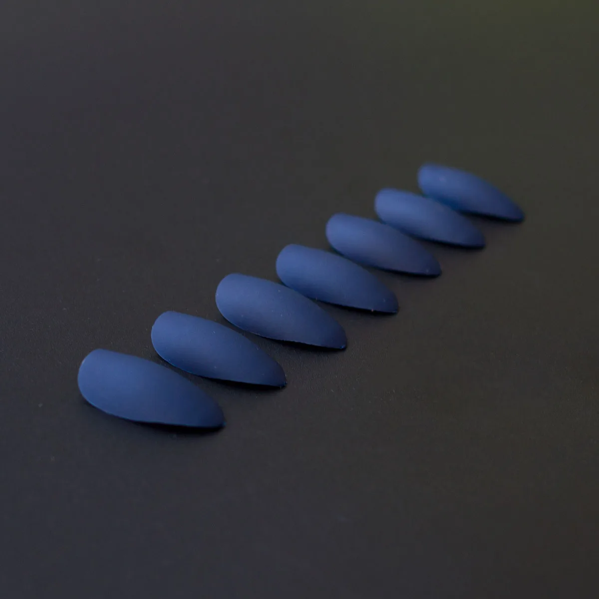 24 шт./компл. темно синие миндальные ногти матовая отделка накладные на шпильке