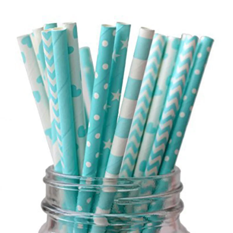 25 Pcs Colors Disposable Paper Dot Striped Wave Straws Party DIY For Baby Shower Baptism Birthday Wedding Purple Pink Decor | Дом и сад
