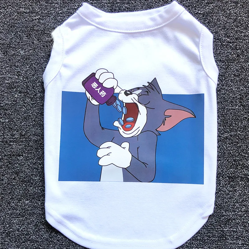 Летняя одежда для собак дешевая мультяшная Одежда охлаждающий жилет милый