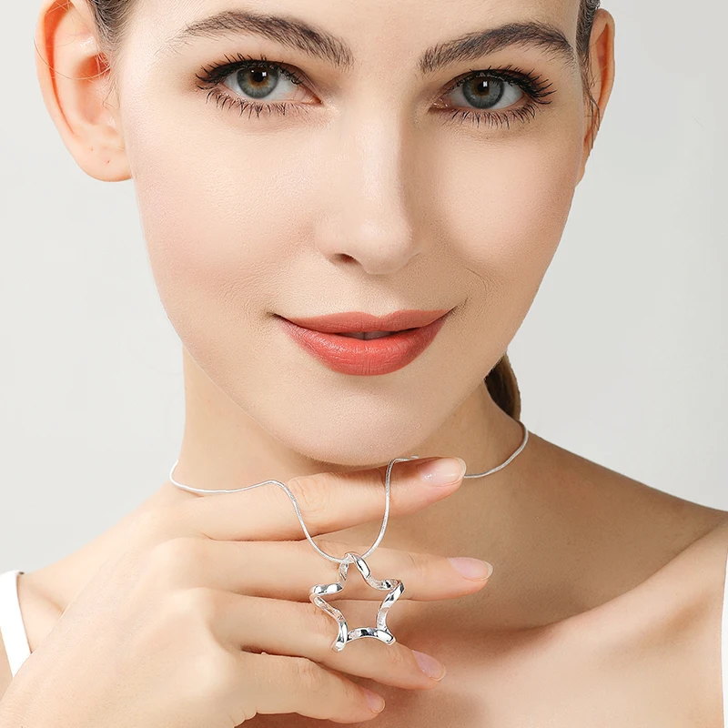 Женская цепочка с подвеской DOTEFFIL ожерелье из стерлингового серебра 925 пробы