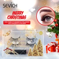 sevich 2 pair false eyelash magnet liquid eyeliner set soft lashes handmade dramatic reusable natural eyelashes volume makeup