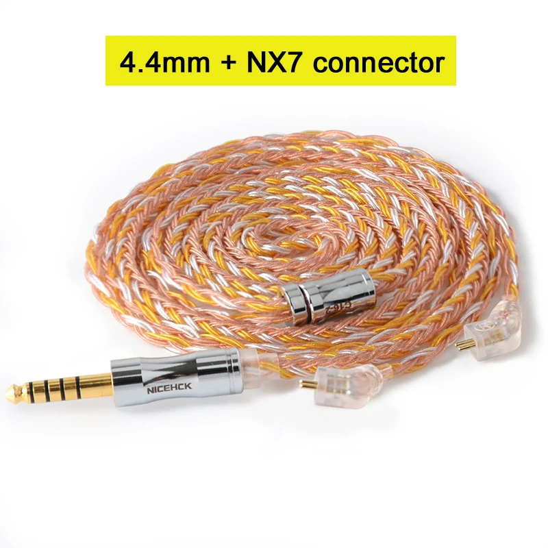 4.4mm With NX7 Pin NICEHCK C16-2 16 Core Медь серебро смешанные кабель 3,5/2,5/4,4 мм разъем MMCX/2Pin/QDC/NX7 булавки для ZSX C12 TFZ V90 NICEHCK NX7 Pro/F3 - Цвет: 4.4mm With NX7 Pin