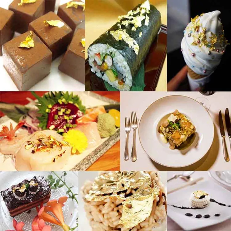 100pcs 24k gold leaf edible gold foil sheets for food cake decoration arts crafts paper home real gold foil gilding free global shipping
