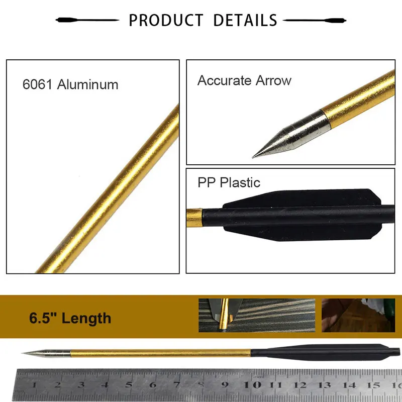 60 шт./упак. открытый Стрельба Охота Алюминий советы болт 6.5 &quotДлина стрелка из