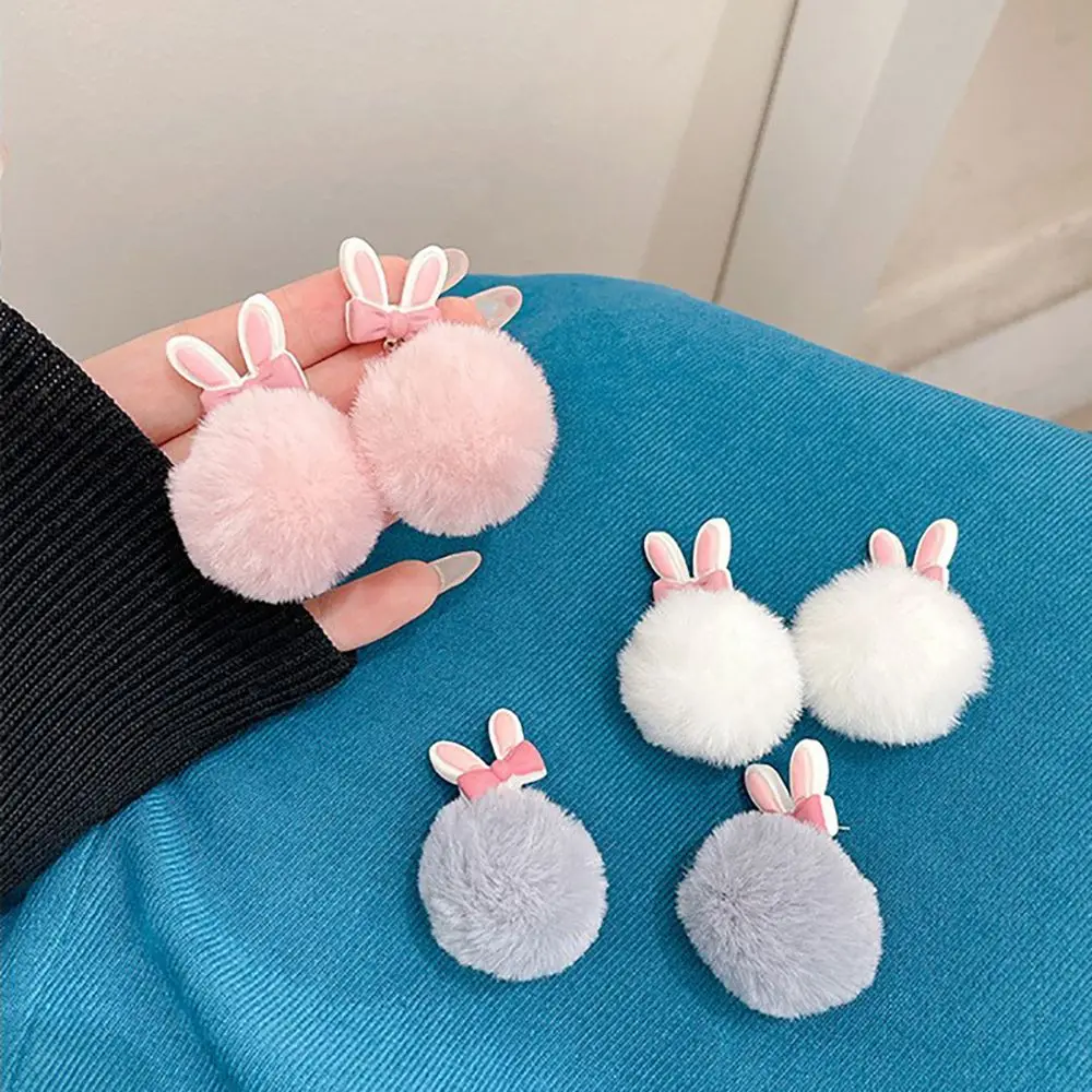 

Cute Plush Ball Bow Dangle Earrings for Women Rabbit Ears Drop Earrings Simple Trendy Dangle Earrings Fashion Jewelry