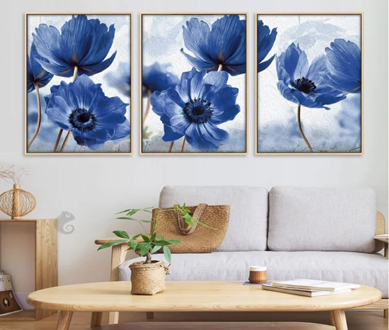 

Nordic Style Beautiful Blue Flowers Modern Posters Home Decor Minimalism Canvas Painting Print Wall Picture for Living Room