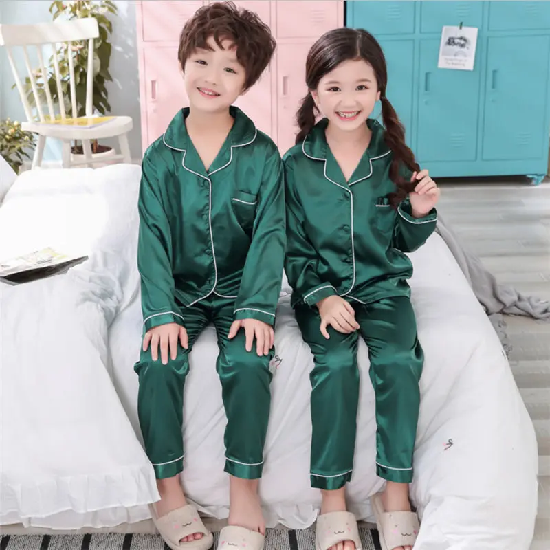 Пижамы для маленьких девочек Детская однотонная пижама с длинными рукавами