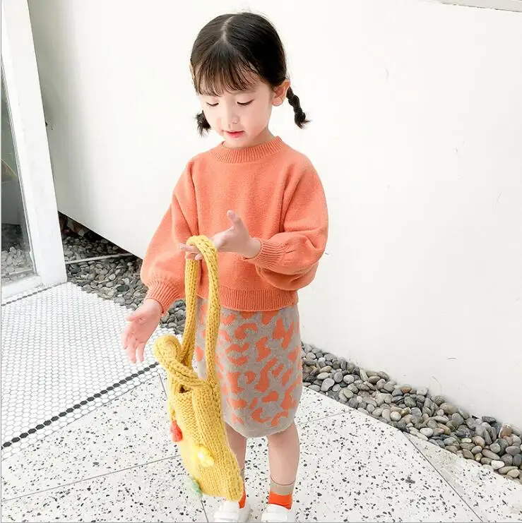 Детская одежда костюмы для девочек осень 2019 вязаный свитер и юбка комплекты