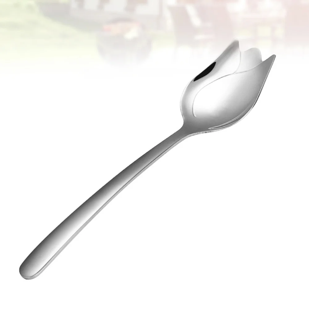 Две штуки нержавеющей стали Роза два-в-одном салат ложка вилка макароны домашний кухонный прибор (серебро).