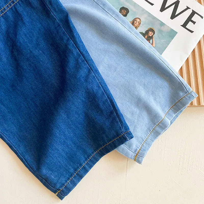 

HAYANA 2021 Summer New Children Jeans Korean Casual Denim Solid Loose Pants