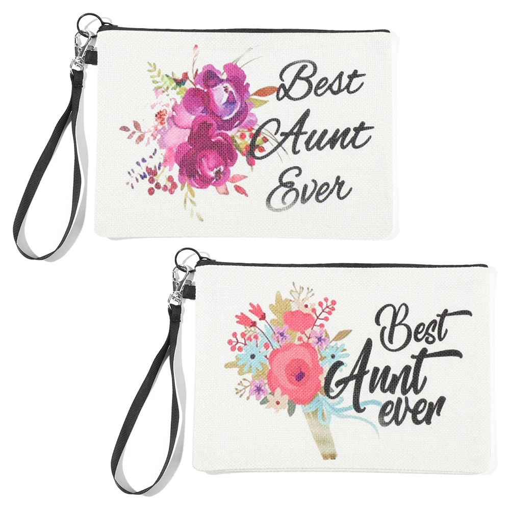 

Travel Case Ladies Pouch Canvas Travel Toiletry Bag Cosmetic Bag Best Aunt Ever Makeup Bag Canvas Thermal Transfer