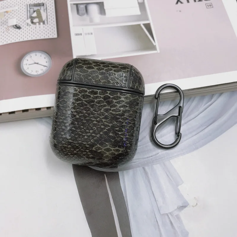 Airpods чехол из искусственной кожи гарнитура Набор Apple Bluetooth змея Бизнес